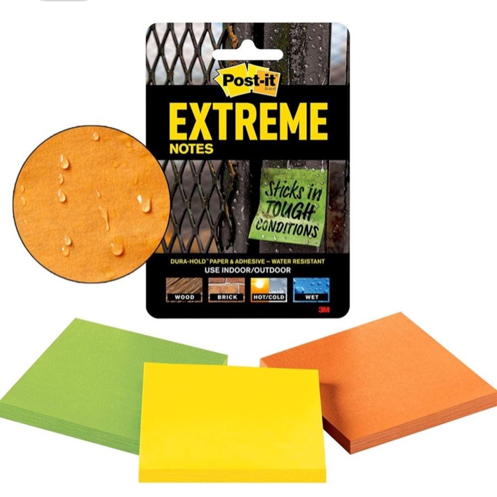 Post-it Extreme Notes - 3 Pads, 45 Sheets Each, Green, Yellow, Orange